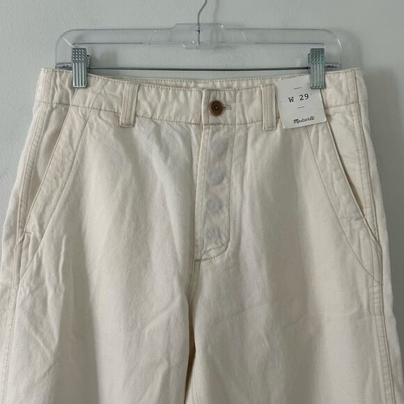 Madewell Men's Patch Pocket Relaxed Fit Button Fly Straight Jeans Ecru 29 New - Picture 3 of 8